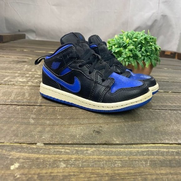 Nike Air Jordan Retro 1 Mid Hyper Royal Blue TD 640735-068 Rare Toddler Size 9C - Picture 2 of 11